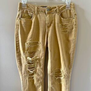 Juniors Vanilla Star Mid Rise Skinny Ripped Jeans Size 3